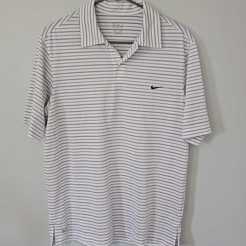 Nike | White Striped Polo Shirt Size Small